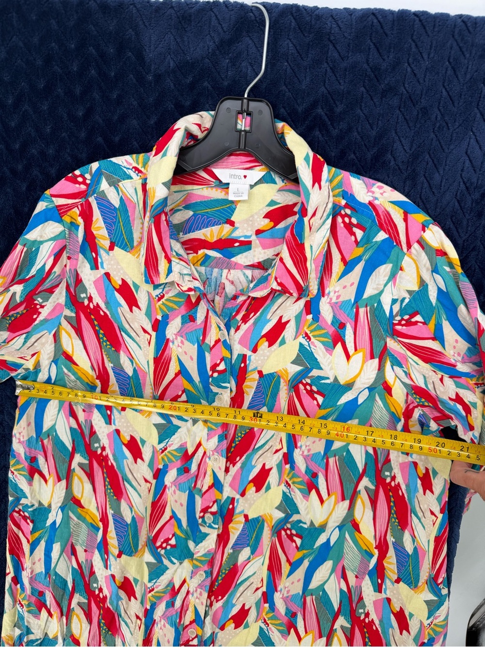 Bohemian Colorful Botanical Print Linen Blouse - Picture 4 of 6